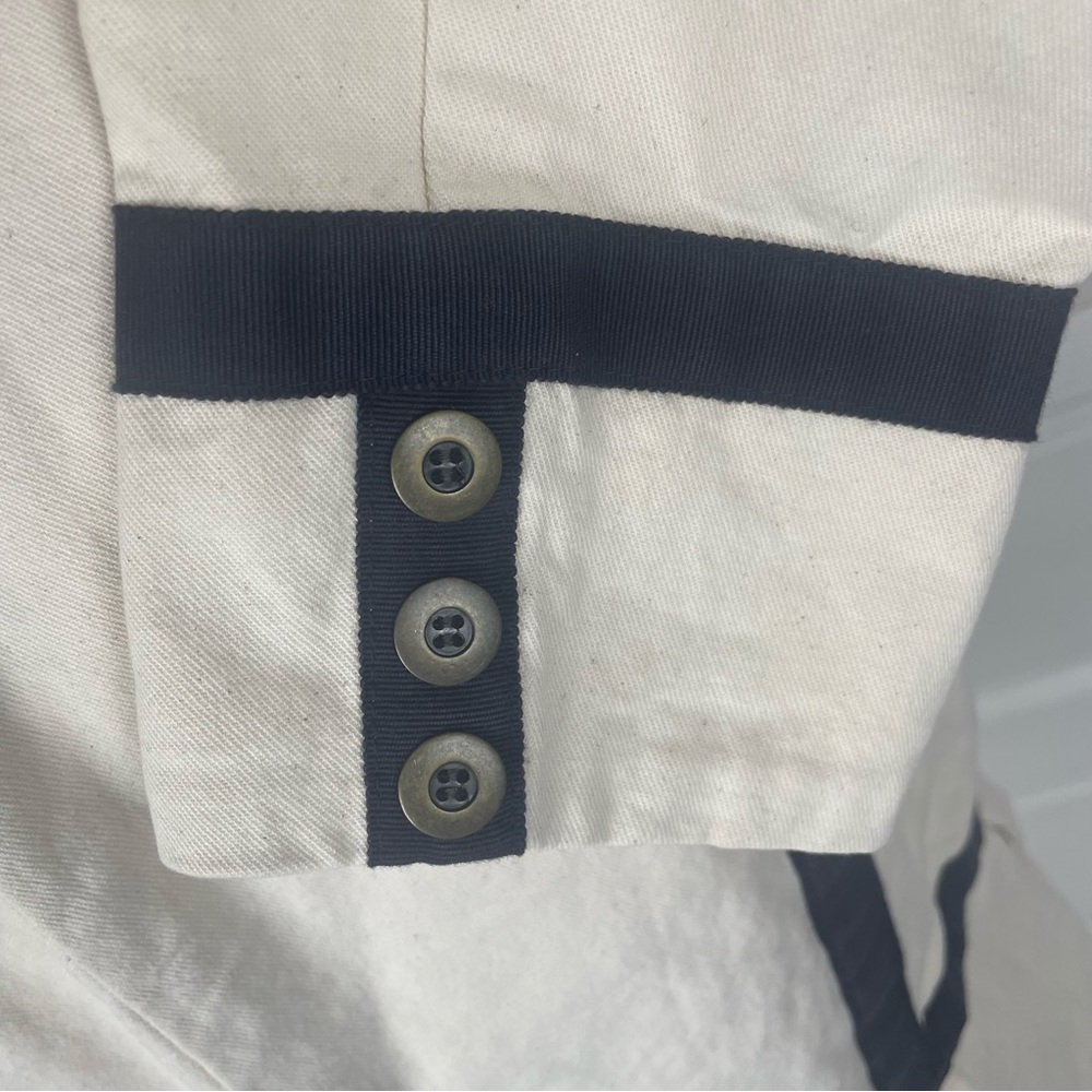 LOFT canvas jacket cream with grosgrain ribbon trim cotton size 10 - Picture 6 of 10